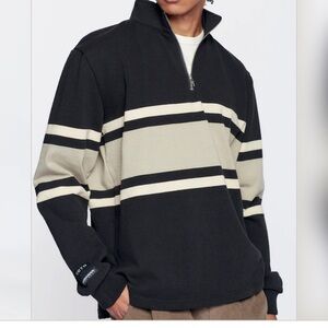 KOTN | Barbarian Black and Taupe Striped Rugby